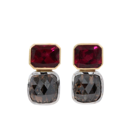 Black Diamond and Tourmaline Earrings