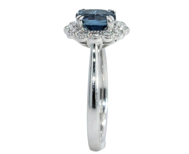 1.23ct Oval Blue Spinel Diamond Cluster Ring