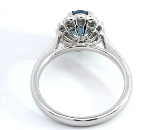 1.23ct Oval Blue Spinel Diamond Cluster Ring