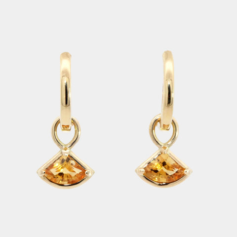 9ct Solid Gold Citrine Charm Hoop Earrings