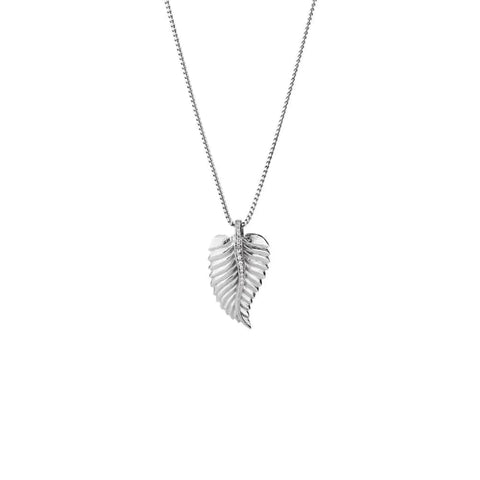 'Leaf' White Gold & Diamond Pendant - Holts Gems