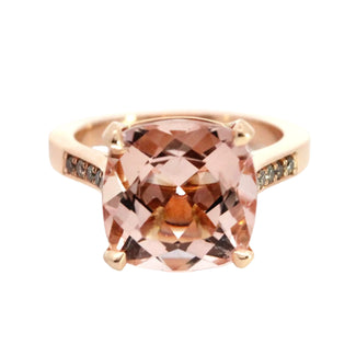 6.49ct Cushion Morganite & Brown Diamond Ring