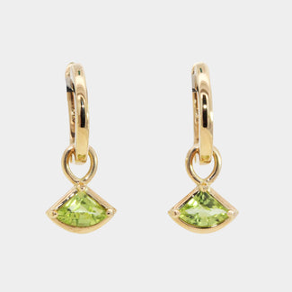 9ct Solid Gold Peridot Charm Hoop Earrings