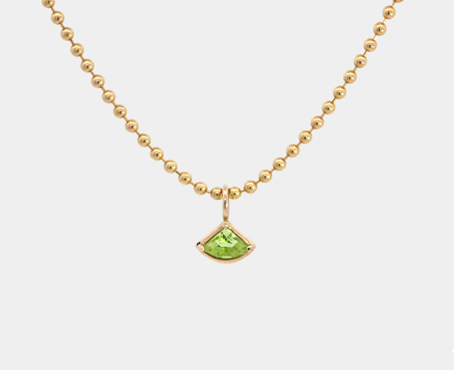 18ct Solid Gold Peridot Necklace with Ball Chain