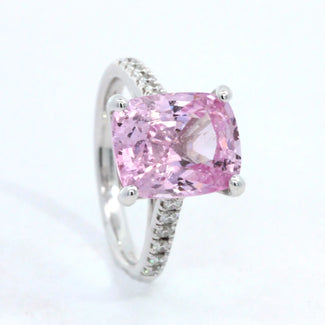 Light Pink Spinel on a Diamond Band