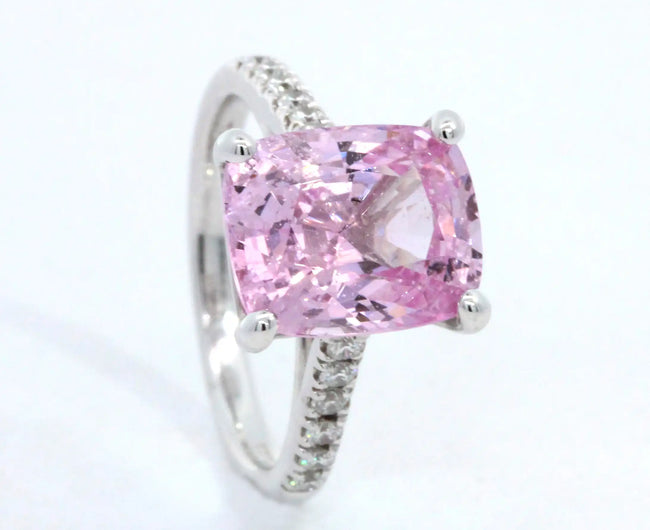 Light Pink Spinel on a Diamond Band