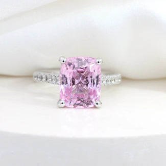 Light Pink Spinel on a Diamond Band