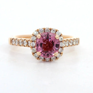Pink Spinel with Diamond Halo