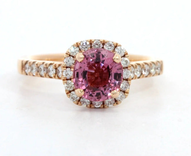 Pink Spinel with Diamond Halo