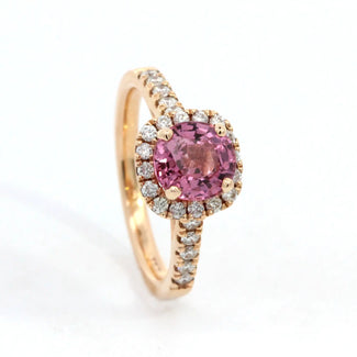 Pink Spinel with Diamond Halo