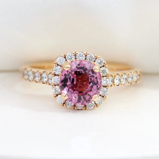 Pink Spinel with Diamond Halo