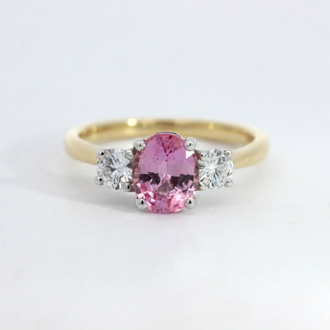 1.62ct Pink Sapphire Trilogy Ring