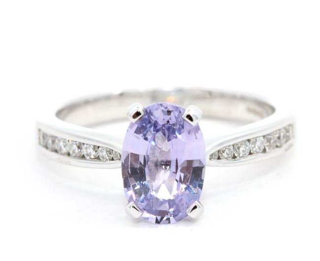 1.27ct Oval Purple Sapphire and Diamond Engagement Ring