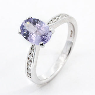 1.27ct Oval Purple Sapphire and Diamond Engagement Ring