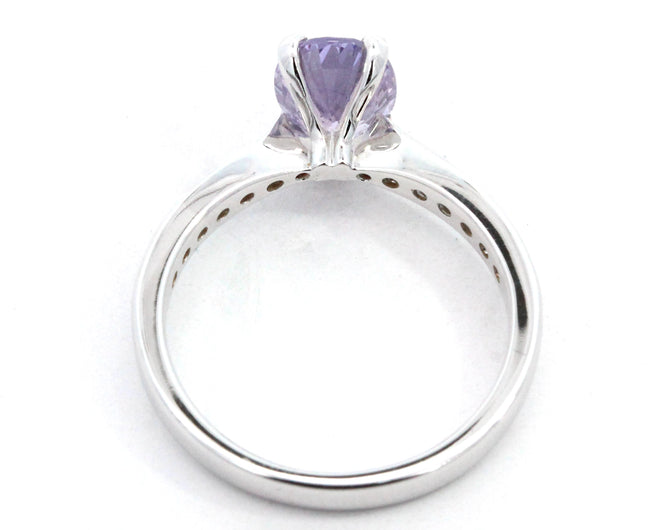 1.27ct Oval Purple Sapphire and Diamond Engagement Ring