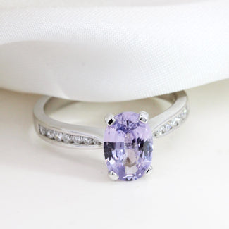 1.27ct Oval Purple Sapphire and Diamond Engagement Ring