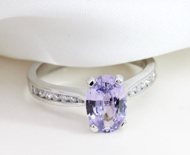 1.27ct Oval Purple Sapphire and Diamond Engagement Ring