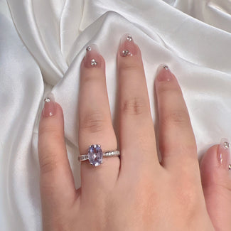 1.27ct Oval Purple Sapphire and Diamond Engagement Ring