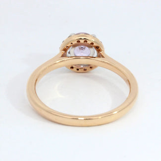Round Pink Sapphire Diamond Halo Ring
