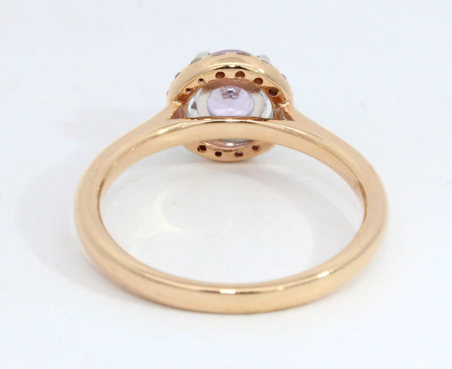 Round Pink Sapphire Diamond Halo Ring