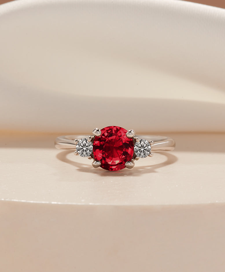 Diamond Alternative Ruby Engagement Ring GR-5957)