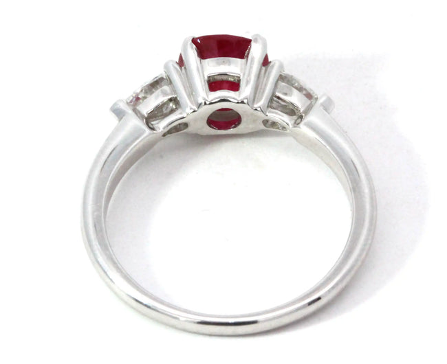 1.45ct Ruby and Diamond Trilogy Engagement Ring