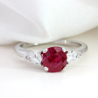 1.45ct Ruby and Diamond Trilogy Engagement Ring