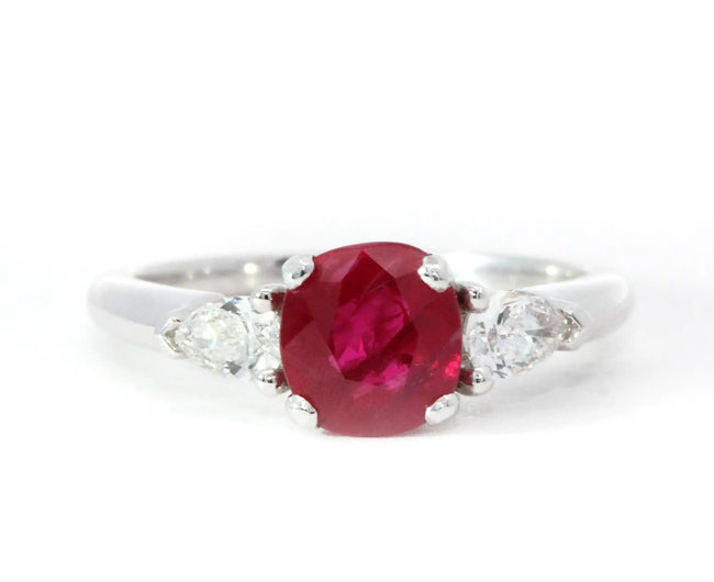 1.45ct Ruby and Diamond Trilogy Engagement Ring