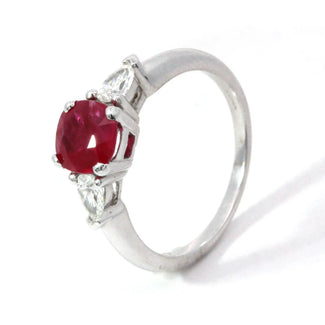 1.45ct Ruby and Diamond Trilogy Engagement Ring