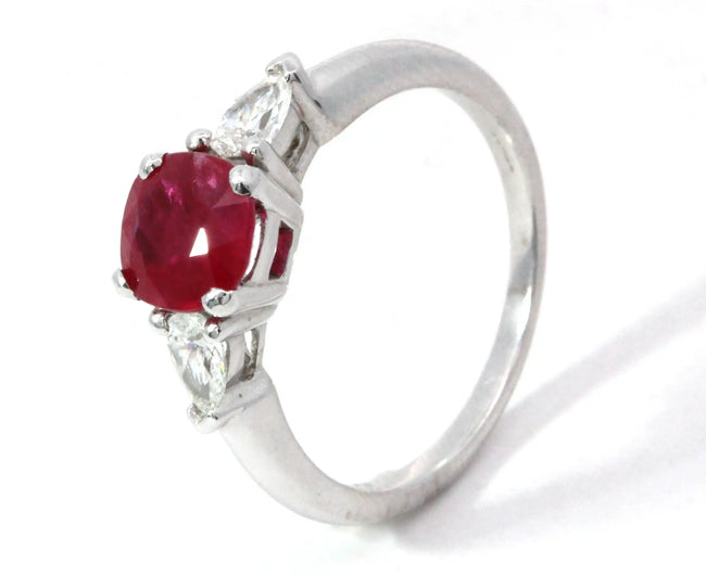 1.45ct Ruby and Diamond Trilogy Engagement Ring