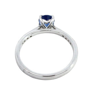 0.62ct Round Blue Sapphire Diamond Band Ring