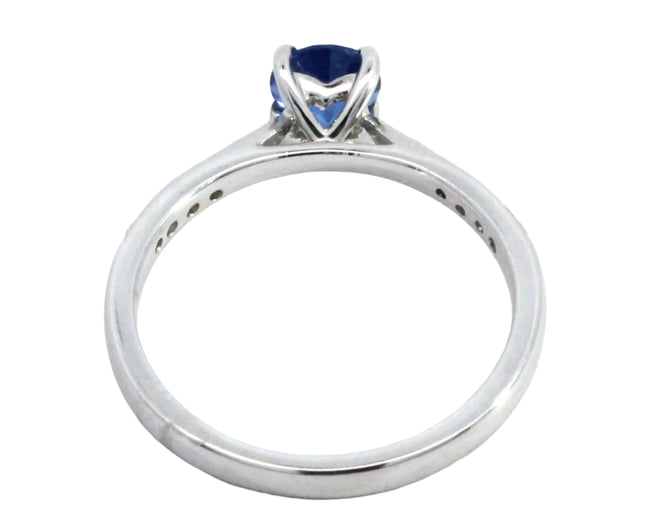 0.62ct Round Blue Sapphire Diamond Band Ring