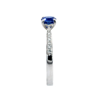 0.62ct Round Blue Sapphire Diamond Band Ring