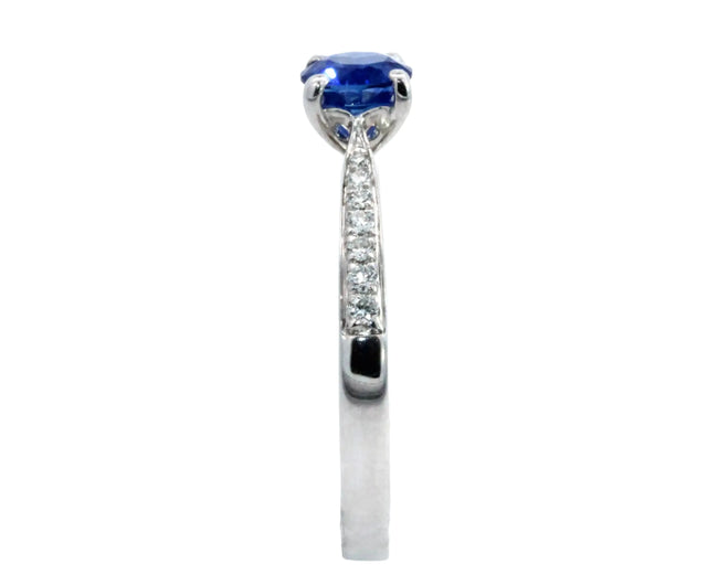 0.62ct Round Blue Sapphire Diamond Band Ring