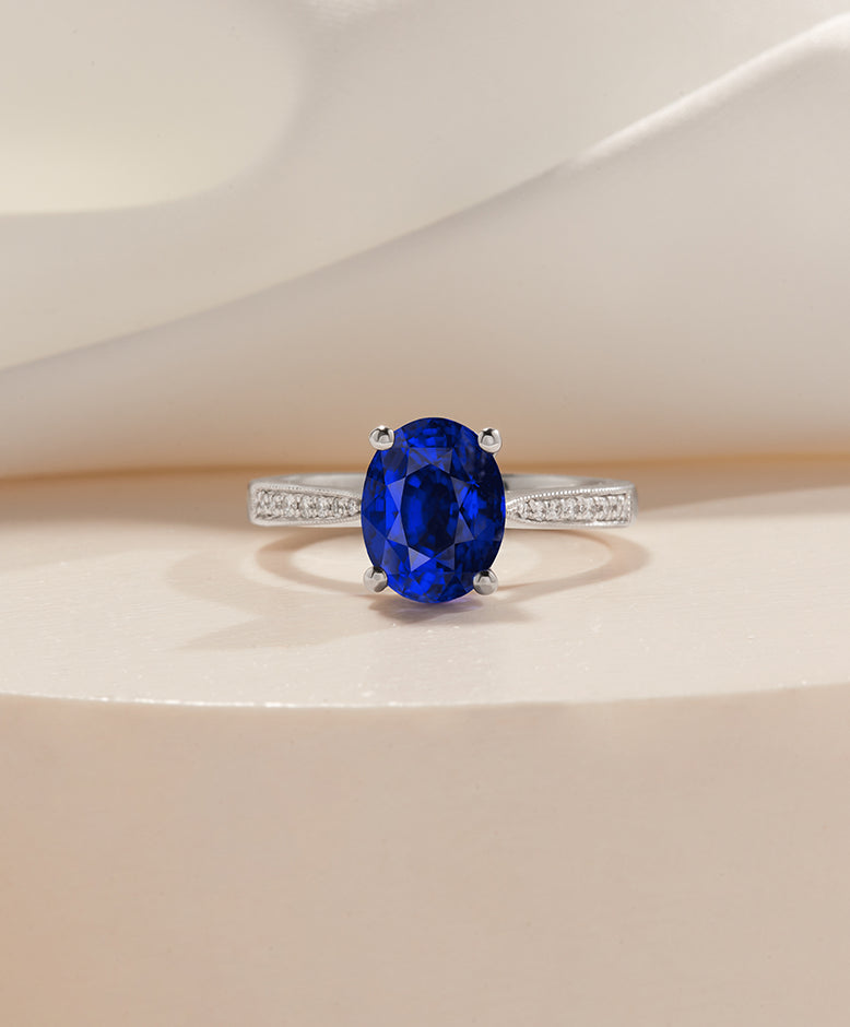 Sapphire Engagement Ring, Blue Sapphire Ring, Side Diamond Ring, Cushion  Cut Ring, Flower Ring - Etsy