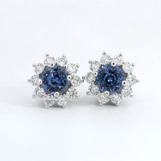 Blue Sapphire with Diamond Jacket Earrings