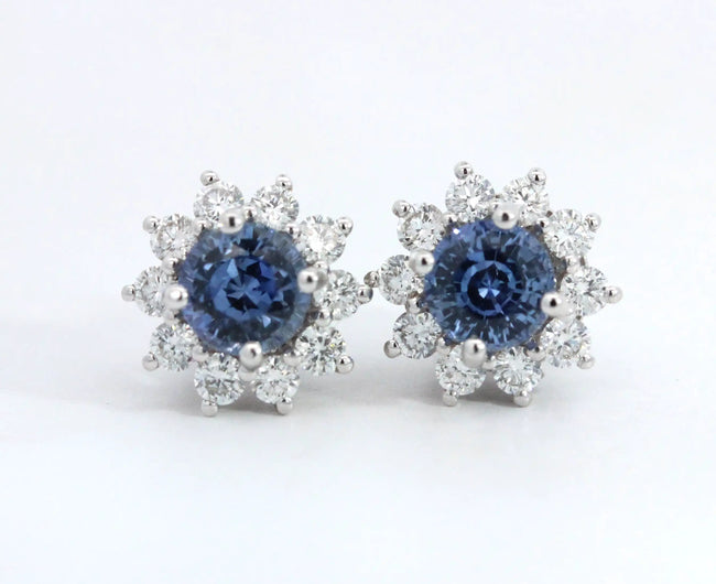 Blue Sapphire with Diamond Jacket Earrings