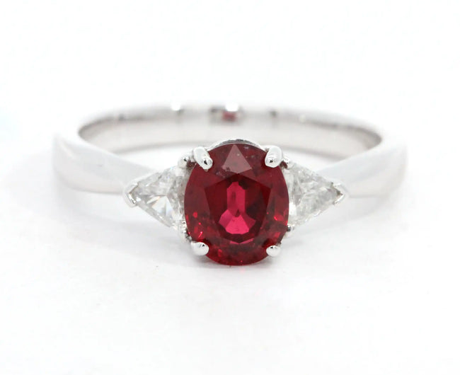 Oval Spinel and Trillion Diamonds Trilogy Ring