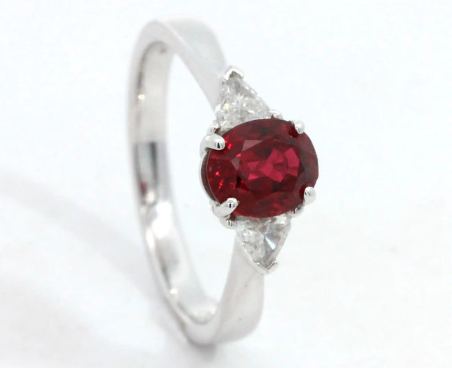 Oval Spinel and Trillion Diamonds Trilogy Ring