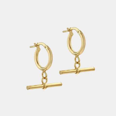 9ct Gold T-Bar Earrings