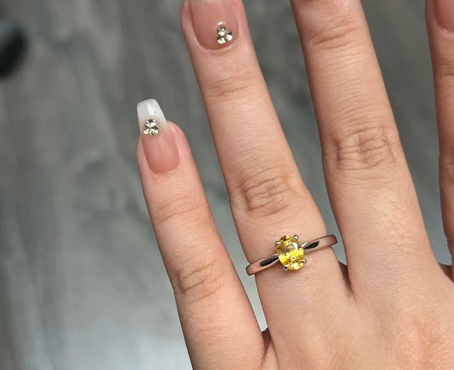 1.02ct Oval Yellow Sapphire Solitaire Engagement Ring