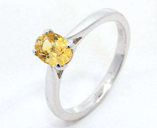 1.02ct Oval Yellow Sapphire Solitaire Engagement Ring