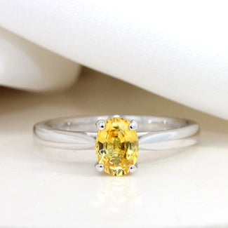 1.02ct Oval Yellow Sapphire Solitaire Engagement Ring