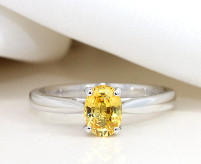 1.02ct Oval Yellow Sapphire Solitaire Engagement Ring