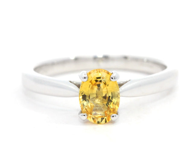 1.02ct Oval Yellow Sapphire Solitaire Engagement Ring