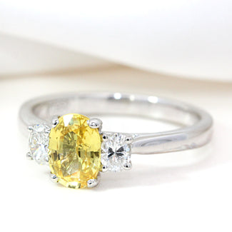 1.04ct Oval Yellow Sapphire and Diamond Engagement Ring