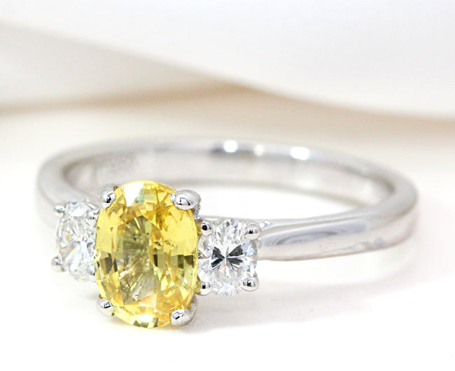1.04ct Oval Yellow Sapphire and Diamond Engagement Ring
