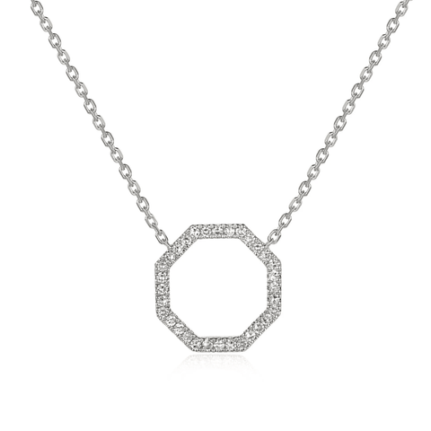 Diamond Open Octagon Necklace - Holts Gems