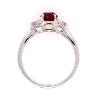 1.09ct Red Spinel & Trillion Diamond Engagement Ring - Holts Gems