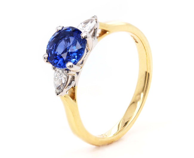 1.2ct Blue Sapphire with Diamond Engagement Ring - Holts Gems